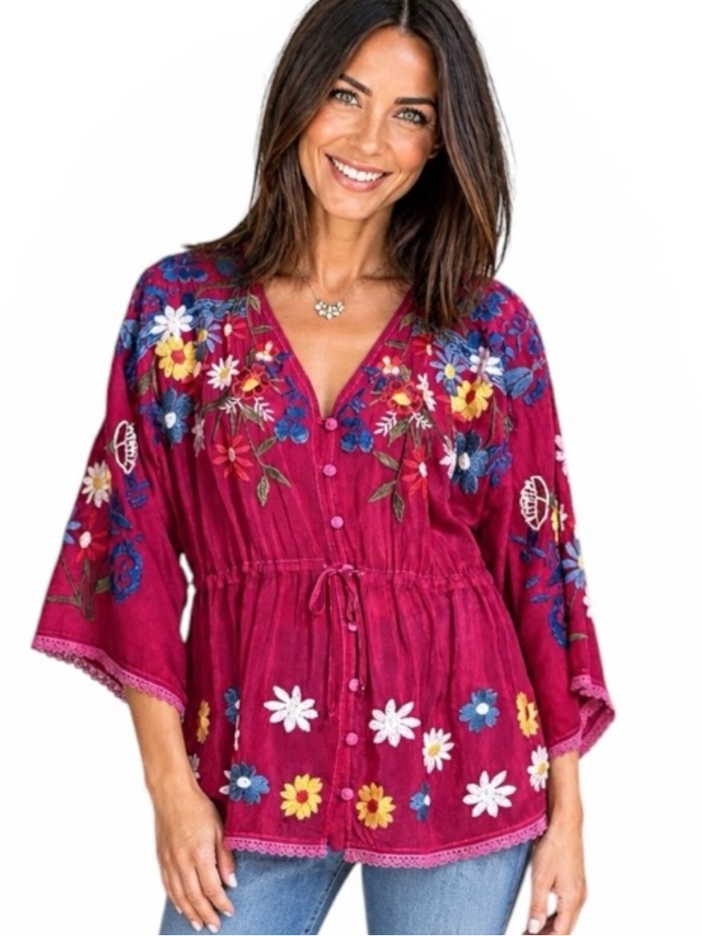 Johnny Was embroidered Edith blouse NWT